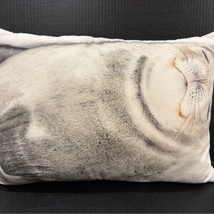 Seal Print Accent Pillow in Gray and Cream